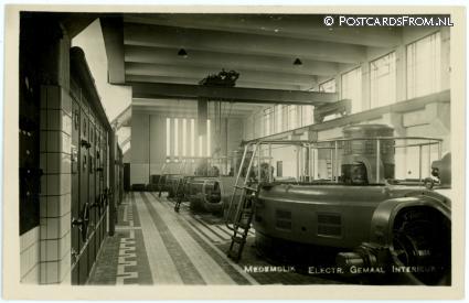 ansichtkaart: Medemblik, Electr. Gemaal. Interieur