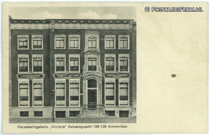 Amsterdam, Verzekeringsbank 'Victoria'. Keizersgracht 126-128 ansichtkaart: Amsterdam, Verzekeringsbank 'Victoria'. Keizersgracht 126-128