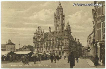 Middelburg, Markt met Stadhuis ansichtkaart: Middelburg, Markt met Stadhuis