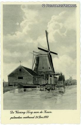 ansichtkaart: Koog aan de Zaan, De Veering. Pelmolen verbrand 26 Dec. 1883