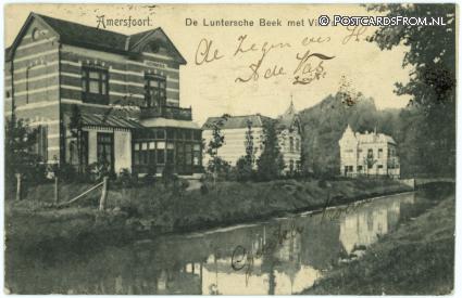 ansichtkaart: Amersfoort, De Luntersche Beek met Villa's