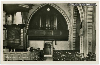ansichtkaart: Hantumhuizen, Interieur Herv. Kerk