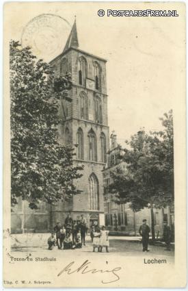 ansichtkaart: Lochem, Toren en Stadhuis