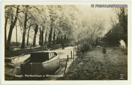 ansichtkaart: Sneek, Kerkhofslaan in Winterpracht