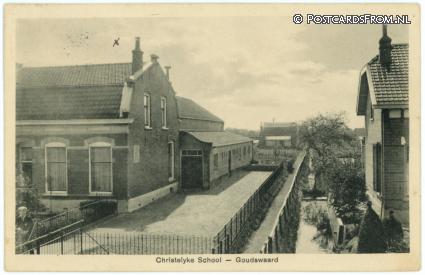Goudswaard, Christelyke School ansichtkaart: Goudswaard, Christelyke School