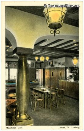 ansichtkaart: Arcen, Maashotel. Cafe