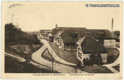 ansichtkaart: Hellendoorn, Volkssanatorium. Hoofdgebouw Zuidgevel