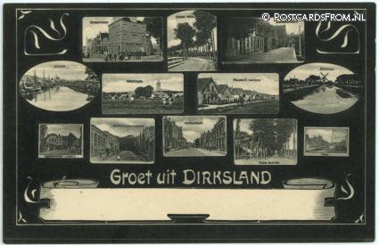 ansichtkaart: Dirksland, Groet uit