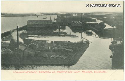 IJsselmonde, Creosoteer-inrichting, houtzagerij van Gebrs. Hulsinga ansichtkaart: IJsselmonde, Creosoteer-inrichting, houtzagerij van Gebrs. Hulsinga