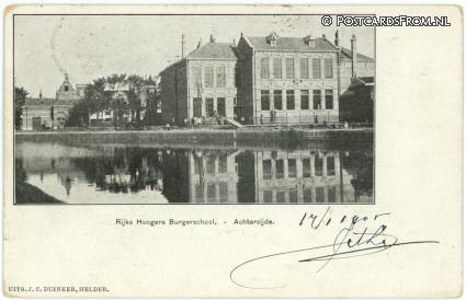 ansichtkaart: Den Helder, Rijks Hoogere Burgerschool - Achterzijde