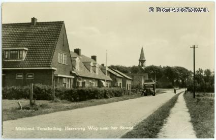 Terschelling Midsland, Heereweg. Weg naar het Strand ansichtkaart: Terschelling Midsland, Heereweg. Weg naar het Strand