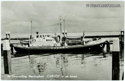 ansichtkaart: Terschelling West, Reddingsboot 'Carlot in de haven'
