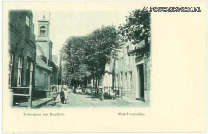 Terschelling West, Torenstraat met Raadhuis ansichtkaart: Terschelling West, Torenstraat met Raadhuis