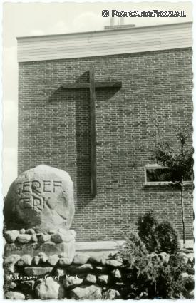 ansichtkaart: Bakkeveen, Geref. Kerk