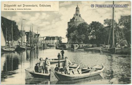 ansichtkaart: Enkhuizen, Dijkgezicht met Drommedaris