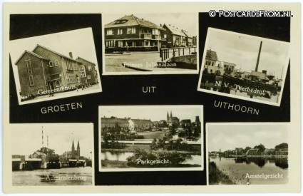 ansichtkaart: Uithoorn, Gemeentehuis - Julianalaan - Teerbedrijf - Amstelgezicht