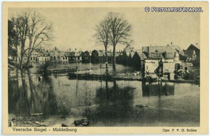 Middelburg, Veersche Singel ansichtkaart: Middelburg, Veersche Singel