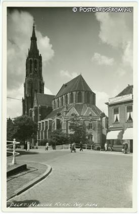 ansichtkaart: Delft, Nieuwe Kerk, Buitenaanzicht