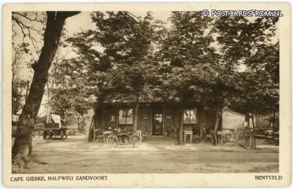 ansichtkaart: Bentveld, Cafe Gieske, Halfweg Zandvoort