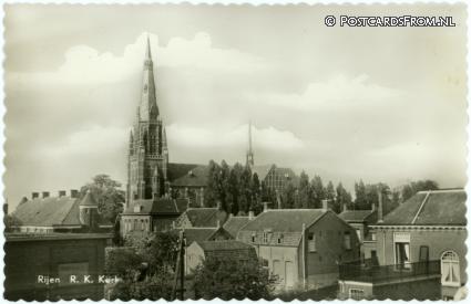 ansichtkaart: Rijen, R.K. Kerk