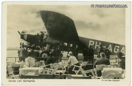 ansichtkaart: Schiphol, Groet van