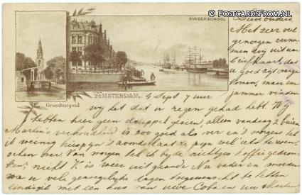 ansichtkaart: Amsterdam, Kweekschool - Groenburgwal