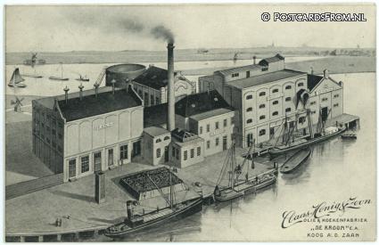 Koog aan de Zaan, Olie en Koekenfabriek 'De Kroon' ansichtkaart: Koog aan de Zaan, Olie en Koekenfabriek 'De Kroon'
