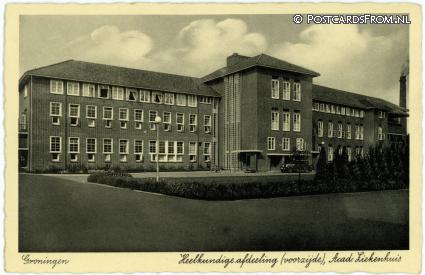 ansichtkaart: Groningen, Heelkundige afdeeling, voorzijde. Acad. Ziekenhuis