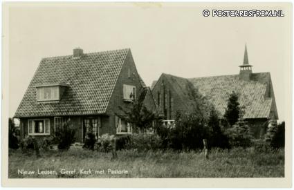 Nieuwleusen, Geref. Kerk met Pastorie ansichtkaart: Nieuwleusen, Geref. Kerk met Pastorie