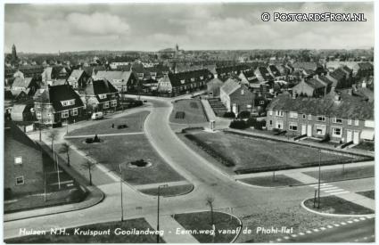 ansichtkaart: Huizen, Kruispunt Gooilandweg- Eemn.weg vanafde Phohi-flat
