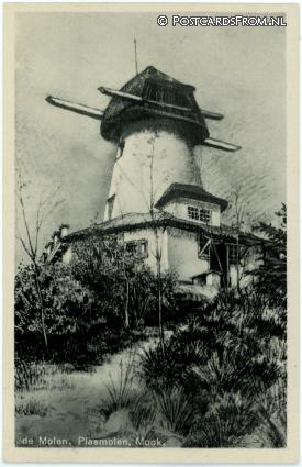 ansichtkaart: Plasmolen, De Molen. Mook