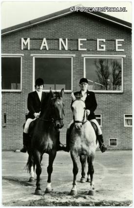 ansichtkaart: Markelo, Ruitercentrum Erve Meednerinkboek. J.H. en H.G. Meijer, Zonneweg