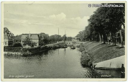 ansichtkaart: Dokkum, Drie-pijpster gracht
