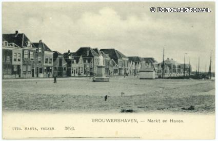 ansichtkaart: Brouwershaven, Markt en Haven