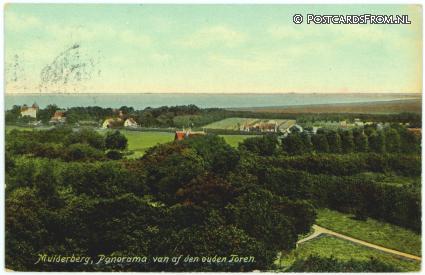 Muiderberg, Panorama van af den ouden Toren ansichtkaart: Muiderberg, Panorama van af den ouden Toren
