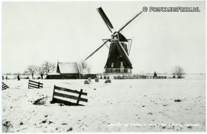 Aarlanderveen, Gezicht op Molen in de winter ansichtkaart: Aarlanderveen, Gezicht op Molen in de winter