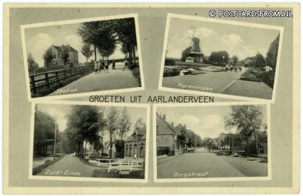 Aarlanderveen, Station - Korenmolen - Zuideinde - Dorpstraat ansichtkaart: Aarlanderveen, Station - Korenmolen - Zuideinde - Dorpstraat