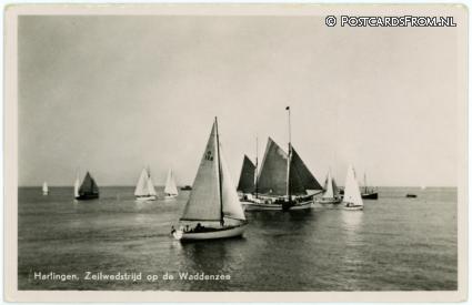 Harlingen, Zeilwedstrijd op de Waddenzee ansichtkaart: Harlingen, Zeilwedstrijd op de Waddenzee