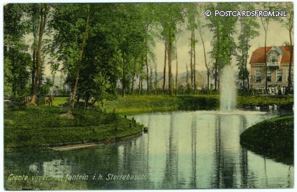 Winschoten, Groote vijver met fontein i.h. Sterrebosch ansichtkaart: Winschoten, Groote vijver met fontein i.h. Sterrebosch