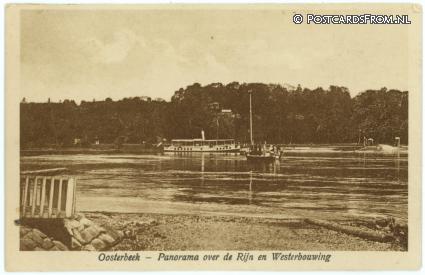 Oosterbeek, Panorama over de Rijn en Westerbouwing ansichtkaart: Oosterbeek, Panorama over de Rijn en Westerbouwing