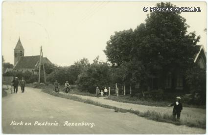 Rozenburg ZH, Kerk en Pastorie ansichtkaart: Rozenburg ZH, Kerk en Pastorie