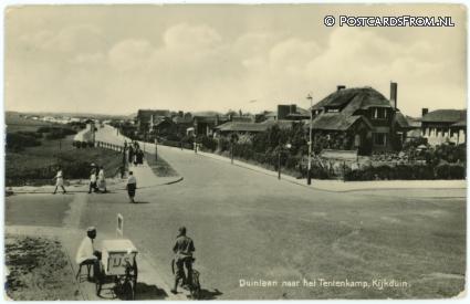 ansichtkaart: Kijkduin, Duinlaan naar het Tentenkamp