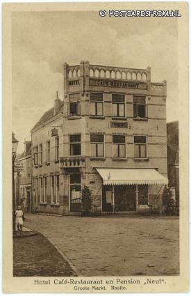 Raalte, Hotel Cafe-Rest. en Pension 'Neuf'. Groote Markt ansichtkaart: Raalte, Hotel Cafe-Rest. en Pension 'Neuf'. Groote Markt