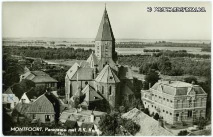 Montfoort, Panorama met R.K. Kerk ansichtkaart: Montfoort, Panorama met R.K. Kerk