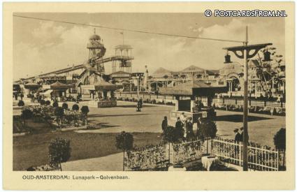 ansichtkaart: Amsterdam, E.N.T.O.S. Oud-Amsterdam: Lunapark - Golvenbaan