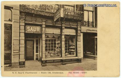 ansichtkaart: Amsterdam, Saur's Vischhandel. Rokin 134