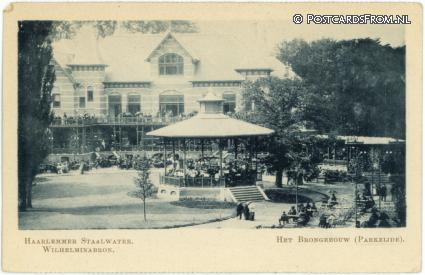 Haarlem, Haarlemmer Staalwater. Wilhelminabron. Brongebouw Parkzijde ansichtkaart: Haarlem, Haarlemmer Staalwater. Wilhelminabron. Brongebouw Parkzijde