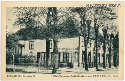 ansichtkaart: Heemstede, Camplaan 18. Hotel-Cafe-Rest. van Ree