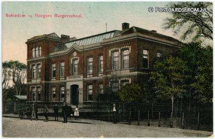 ansichtkaart: Schiedam, Hoogere Burgerschool