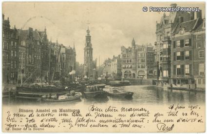 ansichtkaart: Amsterdam, Binnen Amstel en Munttoren